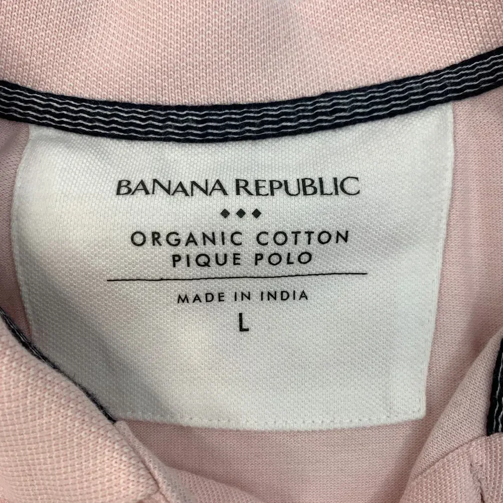 Banana Republic Shirt Mens L Large Pink Organic Cotton Pique Polo Collared Prep